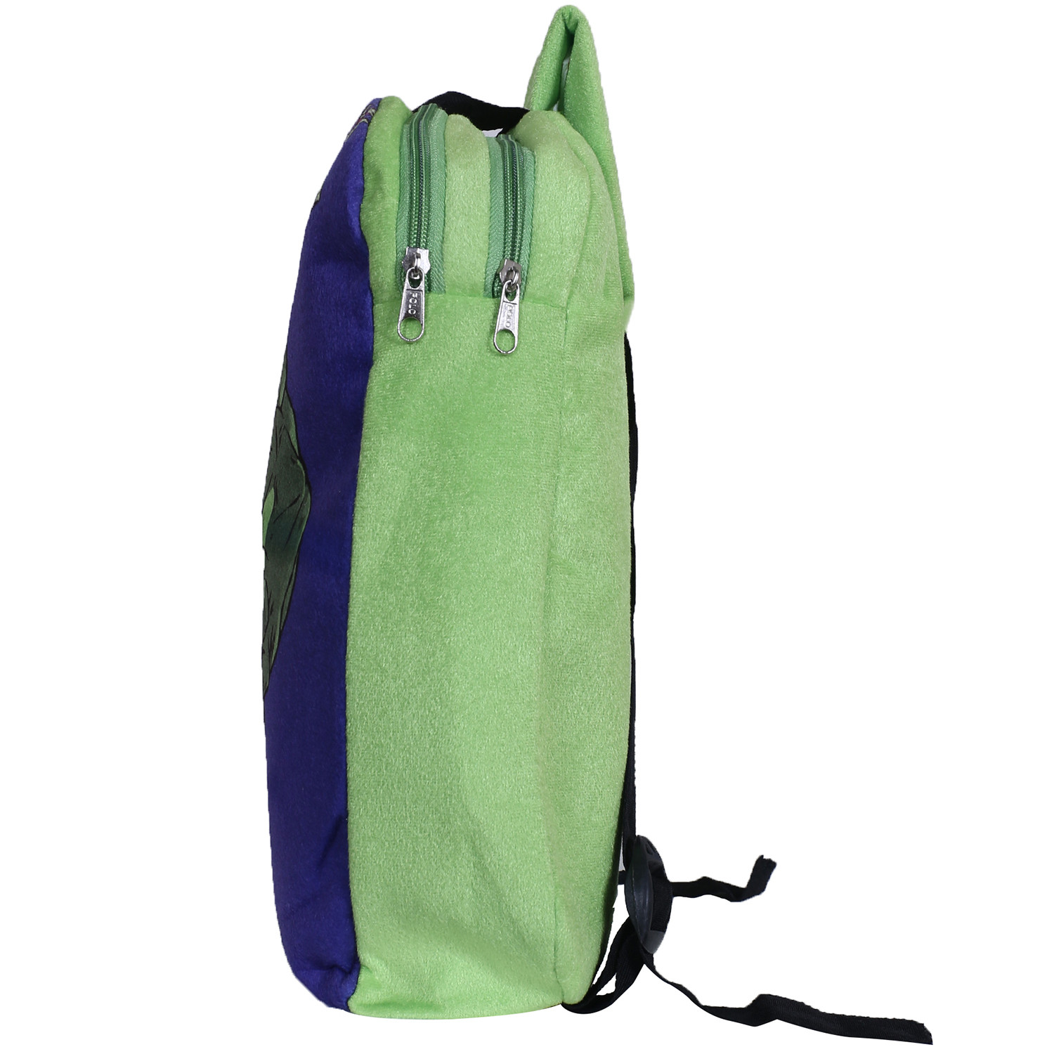 Kuber Industries Marvel The Incredible Hulk Plush Backpack|2 Compartment Velvet School Bag|Durable Toddler Haversack For Travel,School with Zipper Closure (Green)