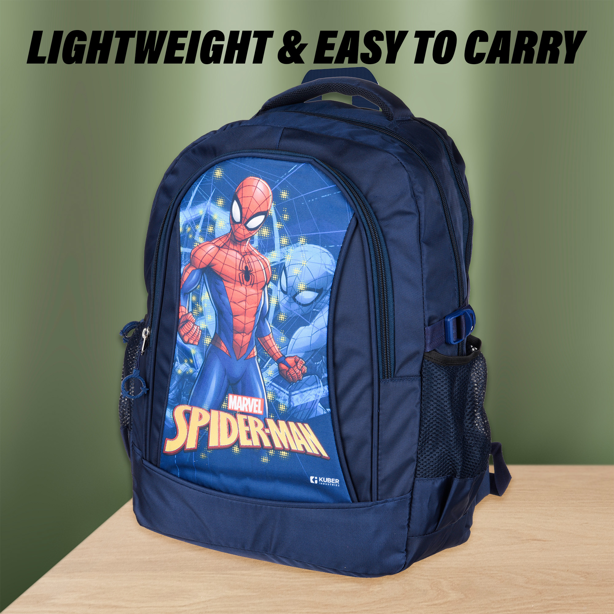 Kuber Industries Marvel The Spider-Man School Bags  Kids School Bags  Student Bookbag  Travel Backpack  School Bag for Girls  Boys  School Bag with 3 Compartments  Navy Blue