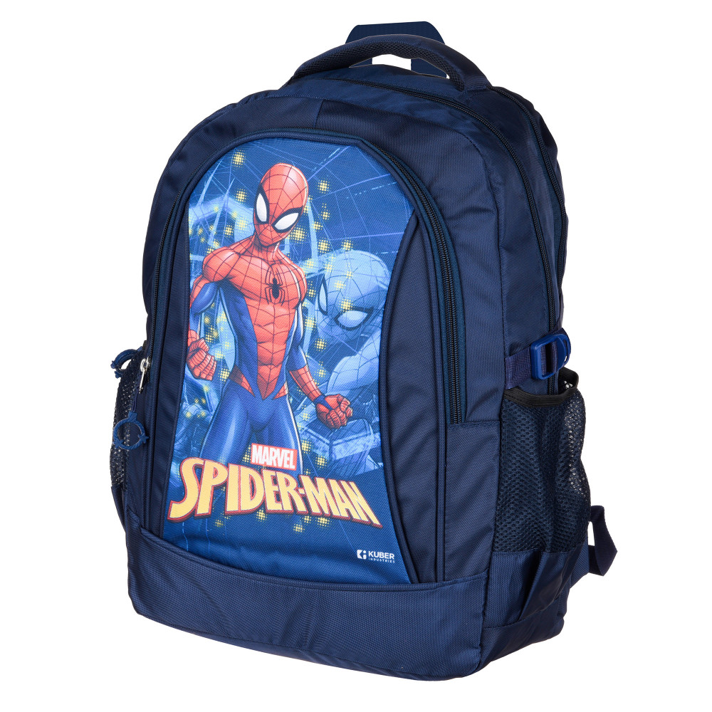 Kuber Industries Marvel The Spider-Man School Bags | Kids School Bags | Student Bookbag | Travel Backpack | School Bag for Girls &amp; Boys | School Bag with 3 Compartments | Navy Blue
