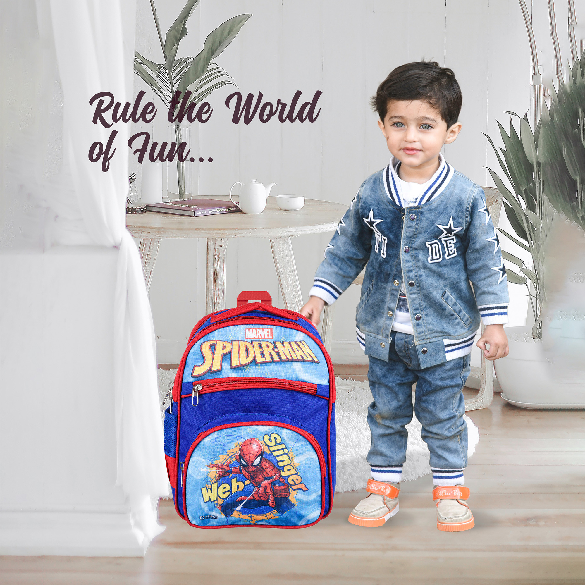 Kuber Industries Marvel Web Slinger Spider-Man School Bags  Kids School Bags  Student Bookbag  Travel Backpack  School Bag for Girls  Boys  School Bag with 4 Compartments  Royal Blue