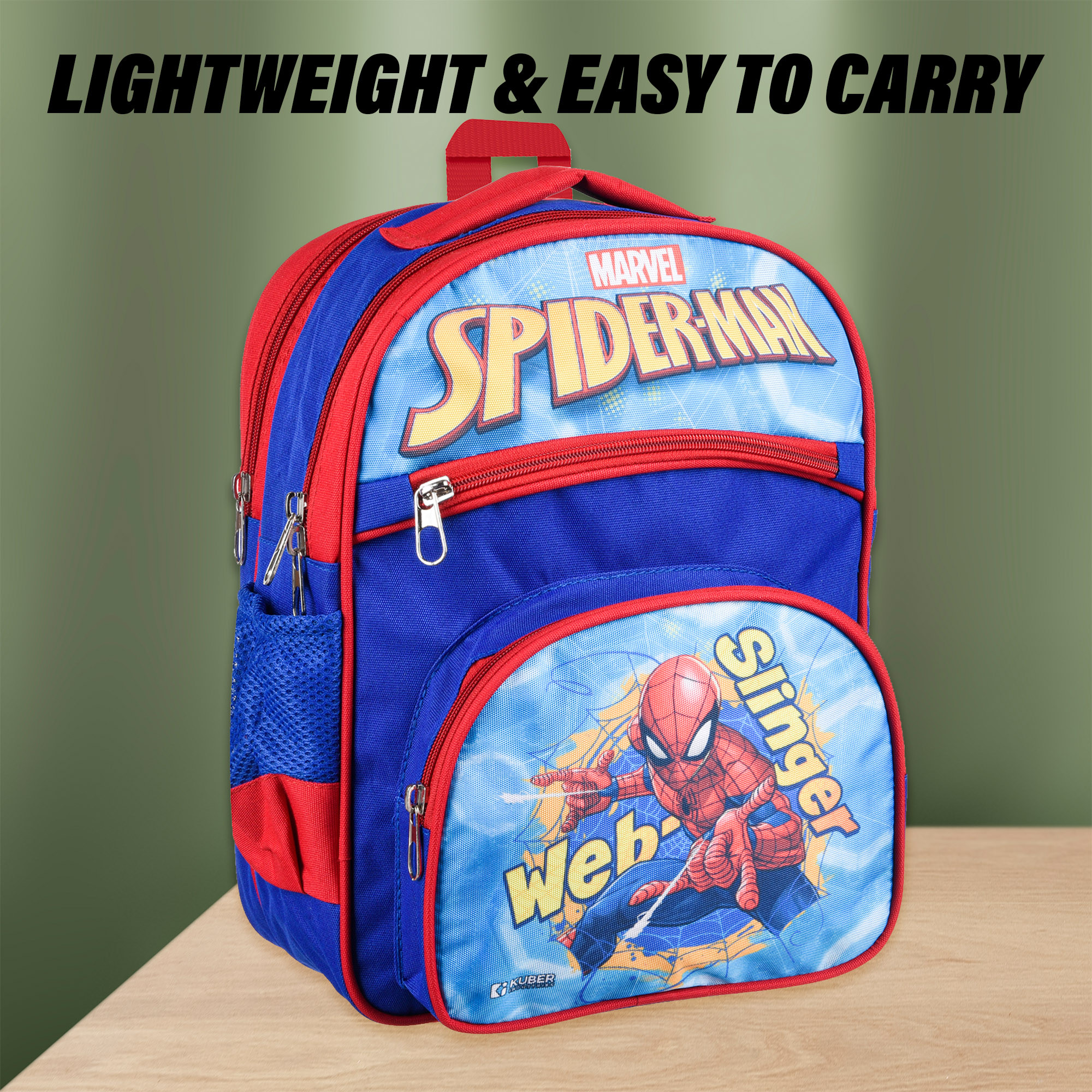 Kuber Industries Marvel Web Slinger Spider-Man School Bags  Kids School Bags  Student Bookbag  Travel Backpack  School Bag for Girls  Boys  School Bag with 4 Compartments  Royal Blue