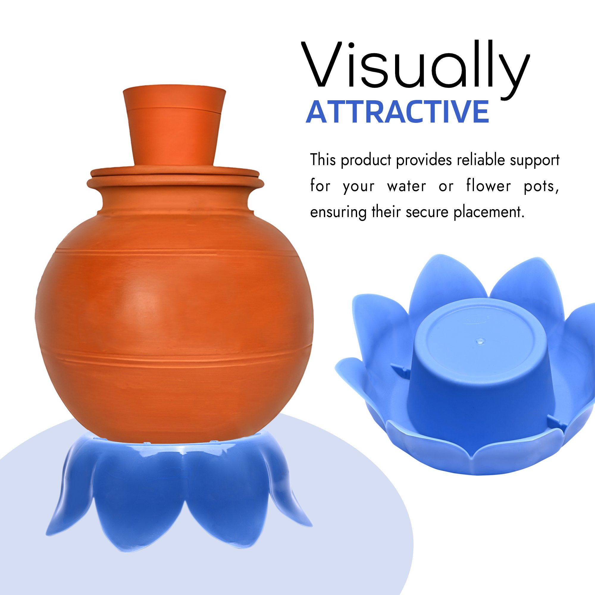 Kuber Industries Matka Stand  Summer Water Pot Stand  Multipurpose Flower Gamla Pot for Balcony Home Garden Dcor  Plant Pot  Matki Stand for Home  Kitchen  Royal Matka  Blue