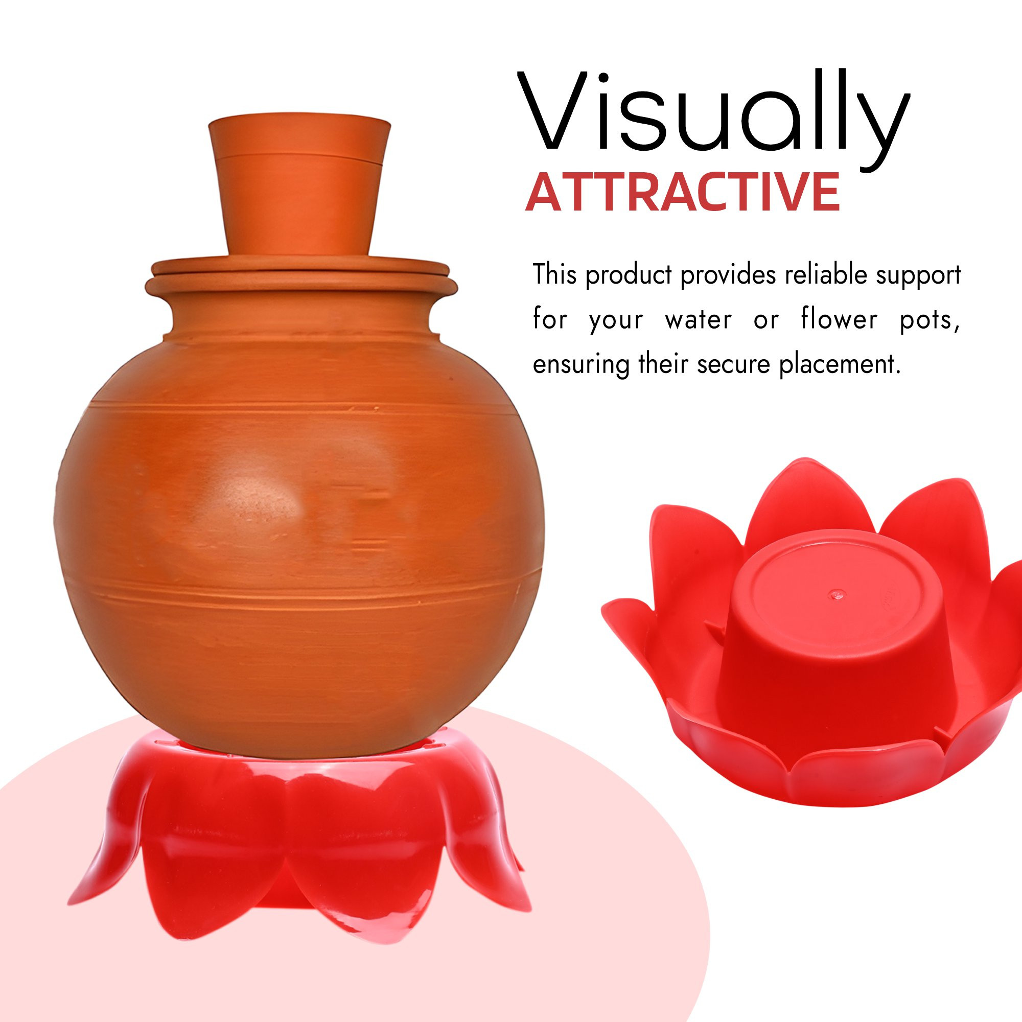Kuber Industries Matka Stand  Summer Water Pot Stand  Multipurpose Flower Gamla Pot for Balcony Home Garden Dcor  Plant Pot  Matki Stand for Home  Kitchen  Royal Matka  Red