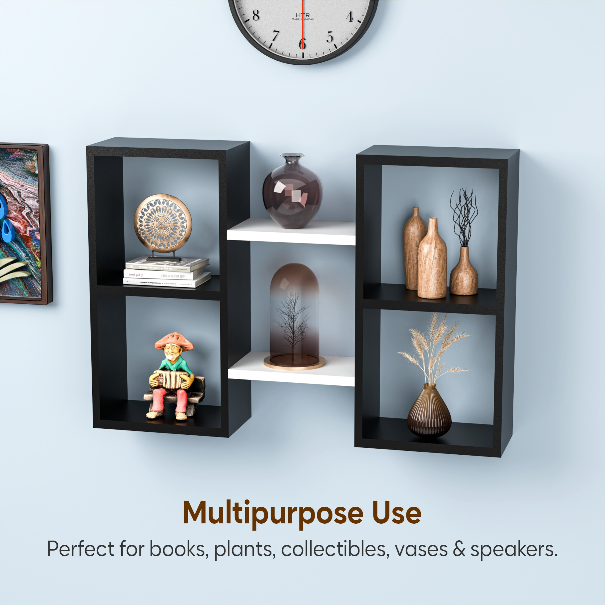 Kuber Industries Mdf Wooden Floating Shelf for Wall  Book Stand Shelf  Wall Stand Holder for Display Unit for Living Room and Home Decor  White  Brown