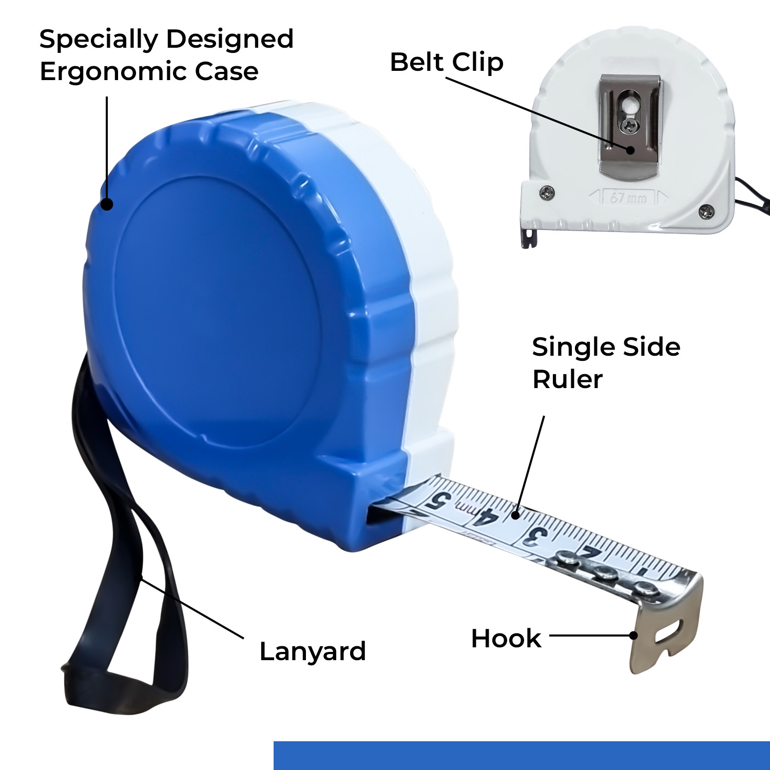 Kuber Industries Measuring Tape | Professional Surveying Tape Strip | Measuring Tape Strip | Outdoor Scale Measurement Tool | Durable Surveying Tape | Metric Tape | 5 Meter | Blue