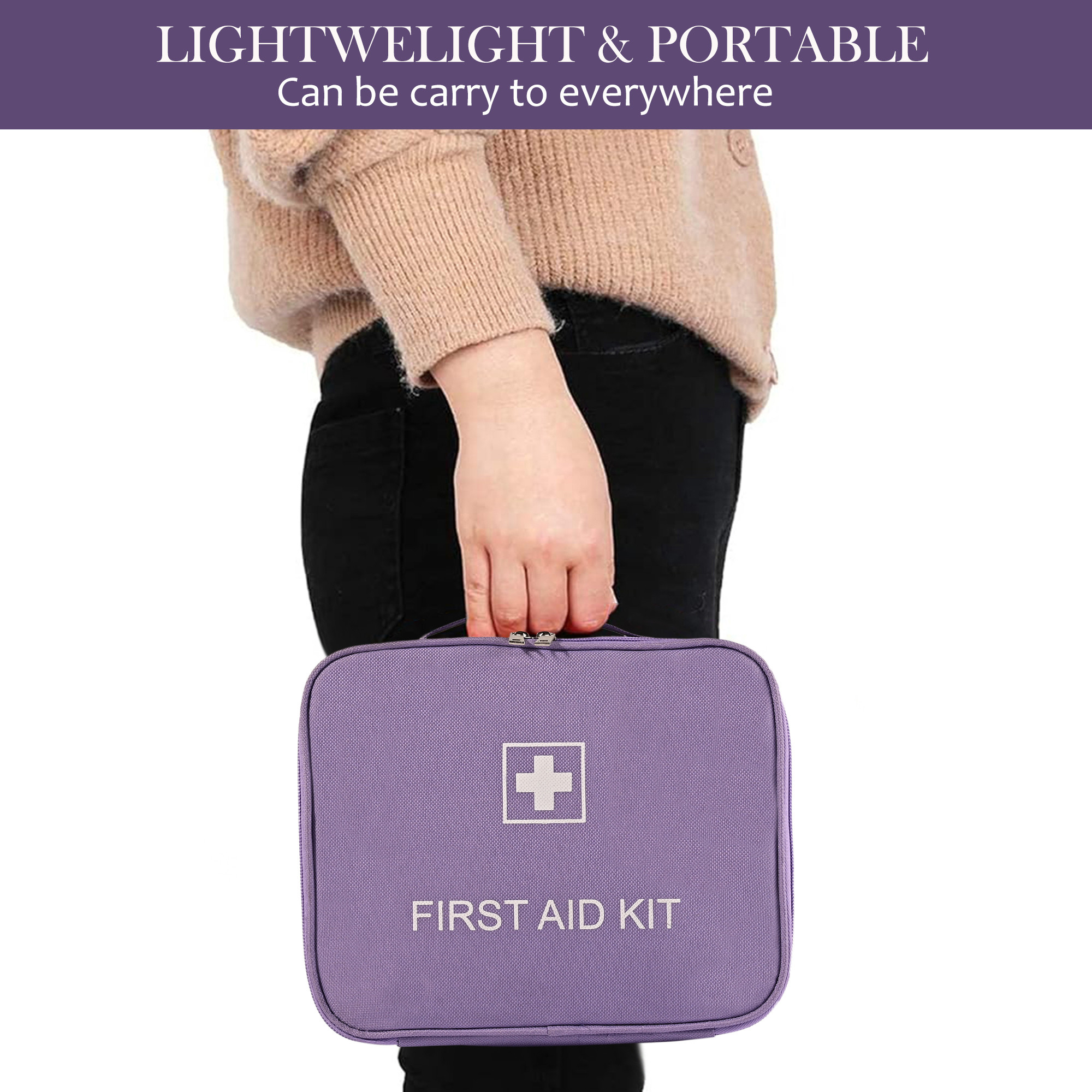 Kuber Industries Medicine Pouch for Travel  Empty First Aid Box for Home  Camping Survival Kit  Emergency Item Organizer  Travelling Medical Essential Pouch  YJ-24-PUR  Purple