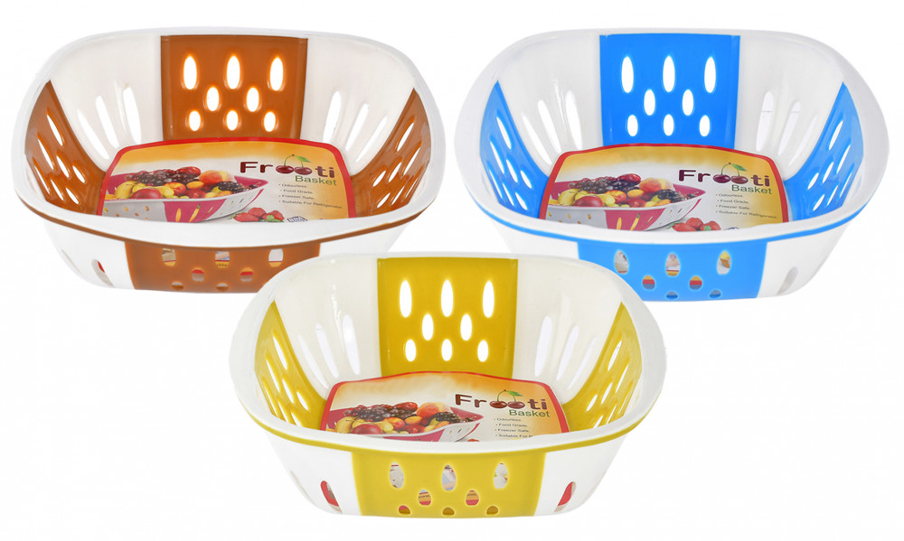 Kuber Industries Medium Plastic Fruit, vegetable Storage Basket- (Brown &amp; Blue &amp; Green)-HS42KUBMART25323