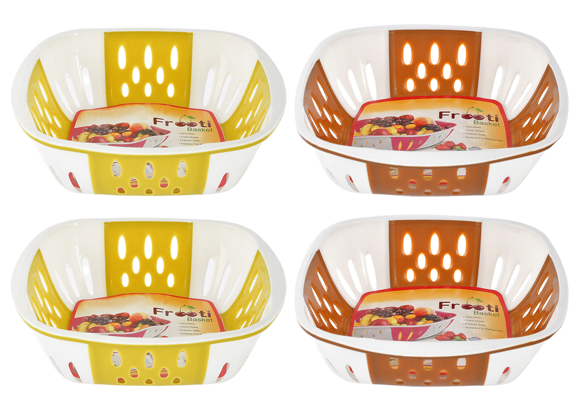 Kuber Industries Medium Plastic Fruit, vegetable Storage Basket-(Brown & Green)-HS42KUBMART25317