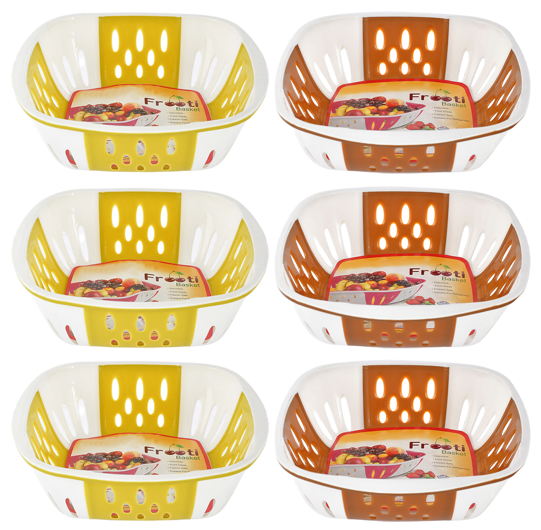Kuber Industries Medium Plastic Fruit, vegetable Storage Basket-(Brown & Green)-HS42KUBMART25317