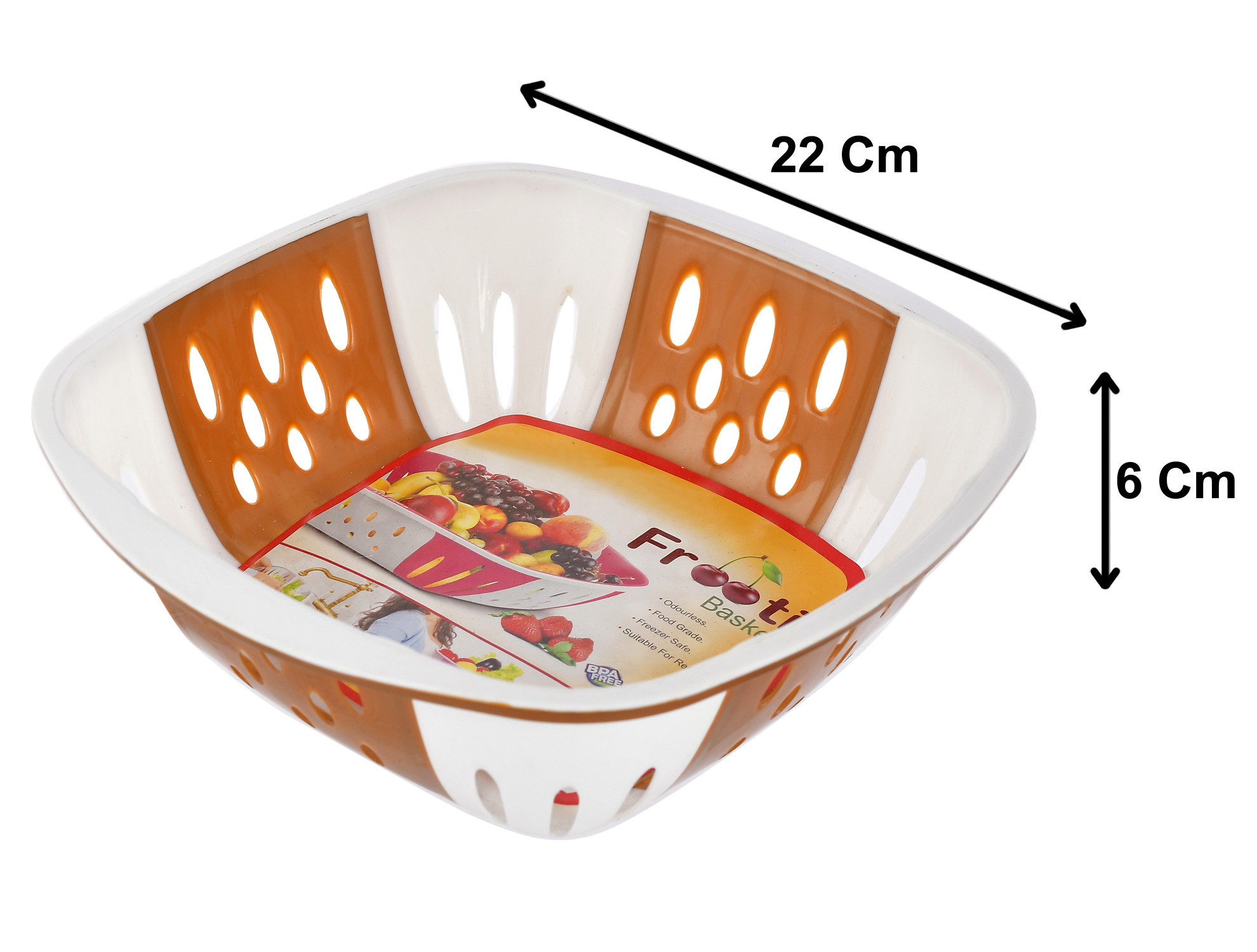 Kuber Industries Medium Plastic Fruit, vegetable Storage Basket (Brown)-HS42KUBMART25297