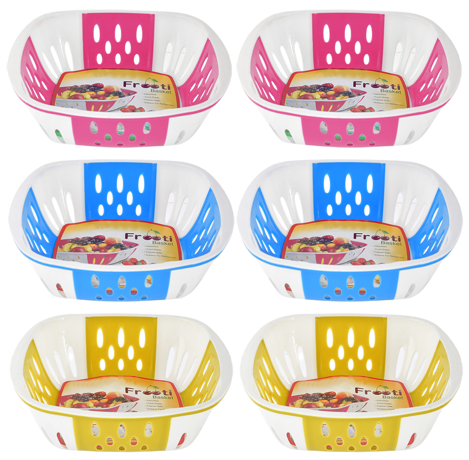 Kuber Industries Medium Plastic Fruit, vegetable Storage Basket-(Pink & Blue & Green)-HS42KUBMART25321
