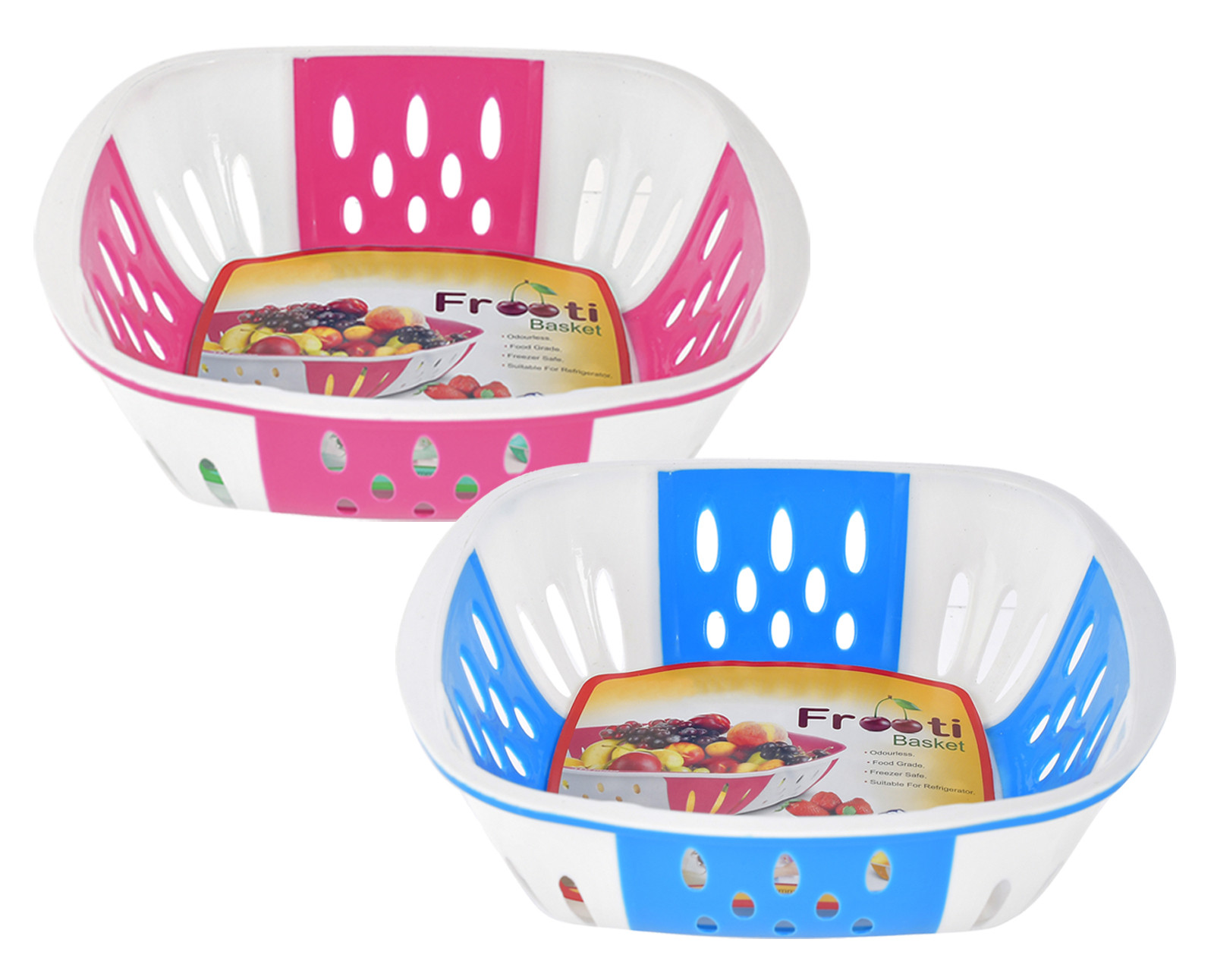 Kuber Industries Medium Plastic Fruit, vegetable Storage Basket-(Pink & Blue)-HS42KUBMART25307