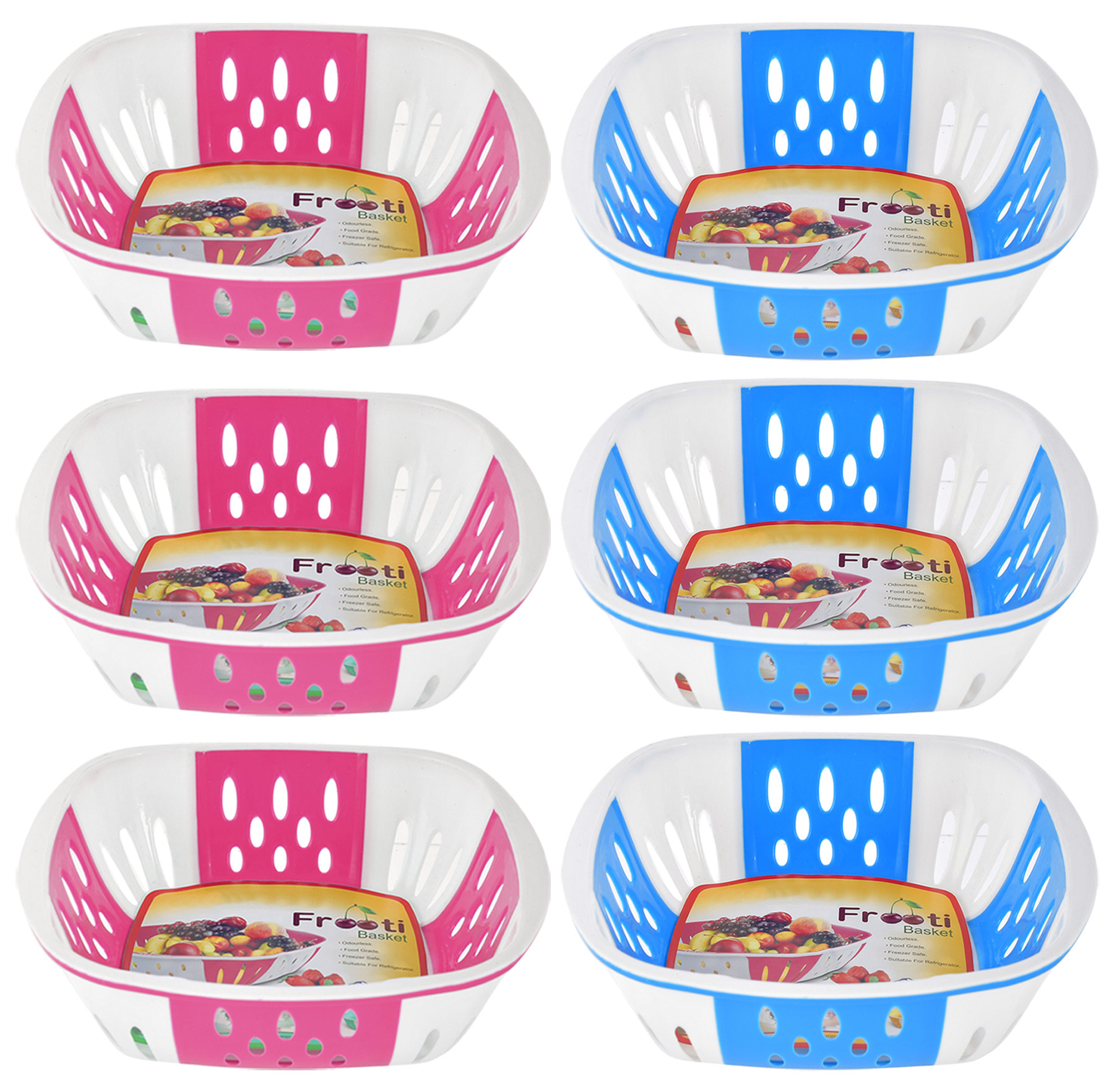 Kuber Industries Medium Plastic Fruit, vegetable Storage Basket-(Pink & Blue)-HS42KUBMART25307