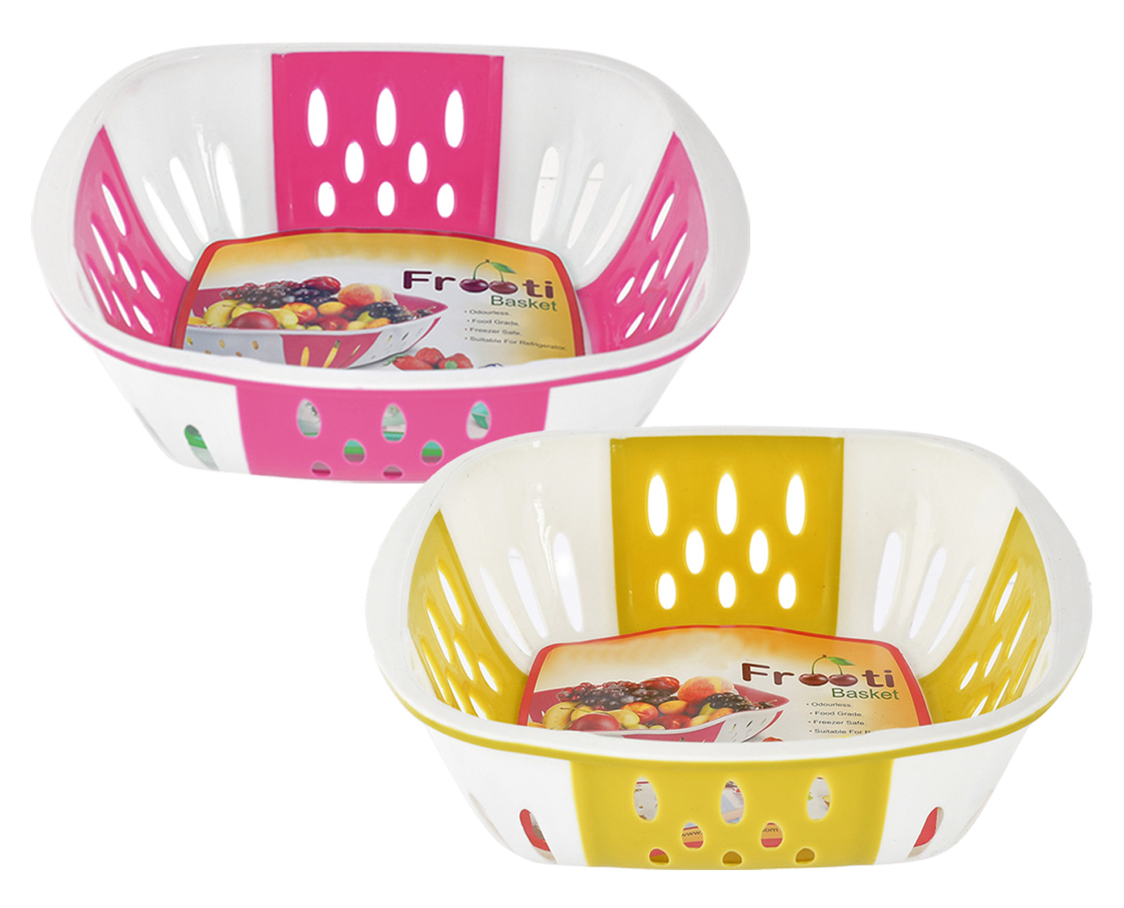 Kuber Industries Medium Plastic Fruit, vegetable Storage Basket-(Pink & Green)-HS42KUBMART25309