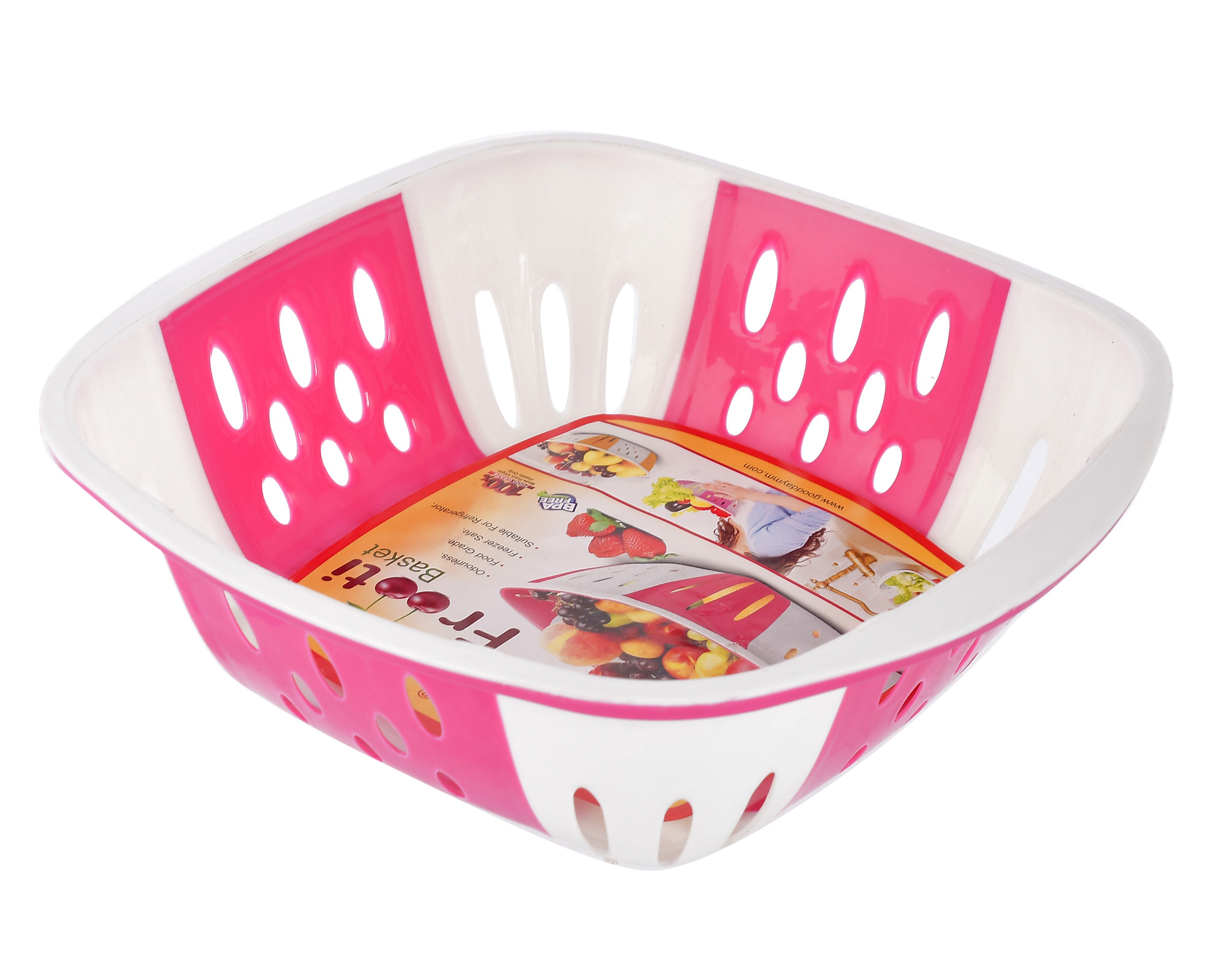 Kuber Industries Medium Plastic Fruit, vegetable Storage Basket (Pink)-HS42KUBMART25267