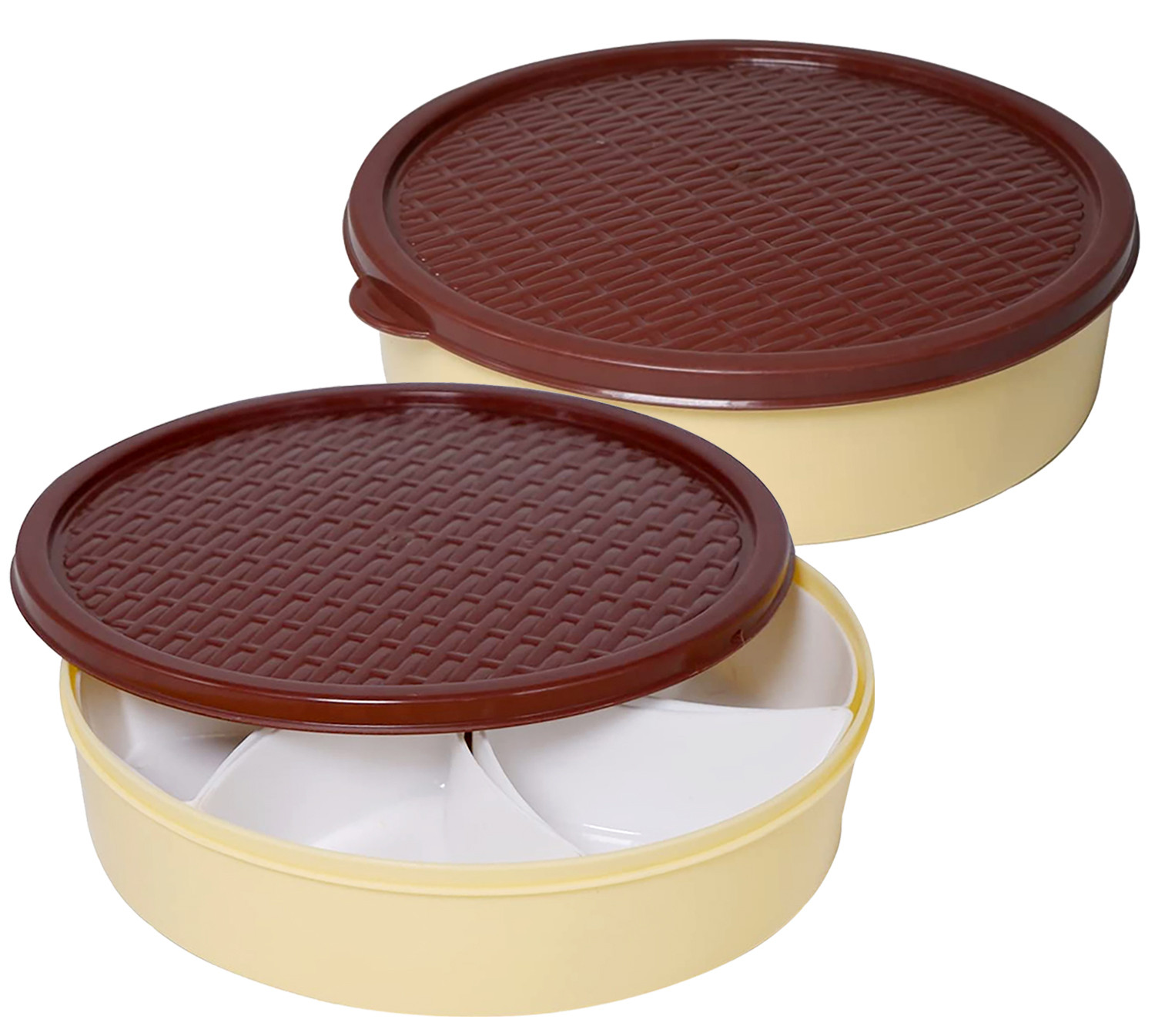 Kuber Industries Medium Plastic Masala Box With 6 Containers & 1 Spoon (Cream)-HS43KUBMART25881