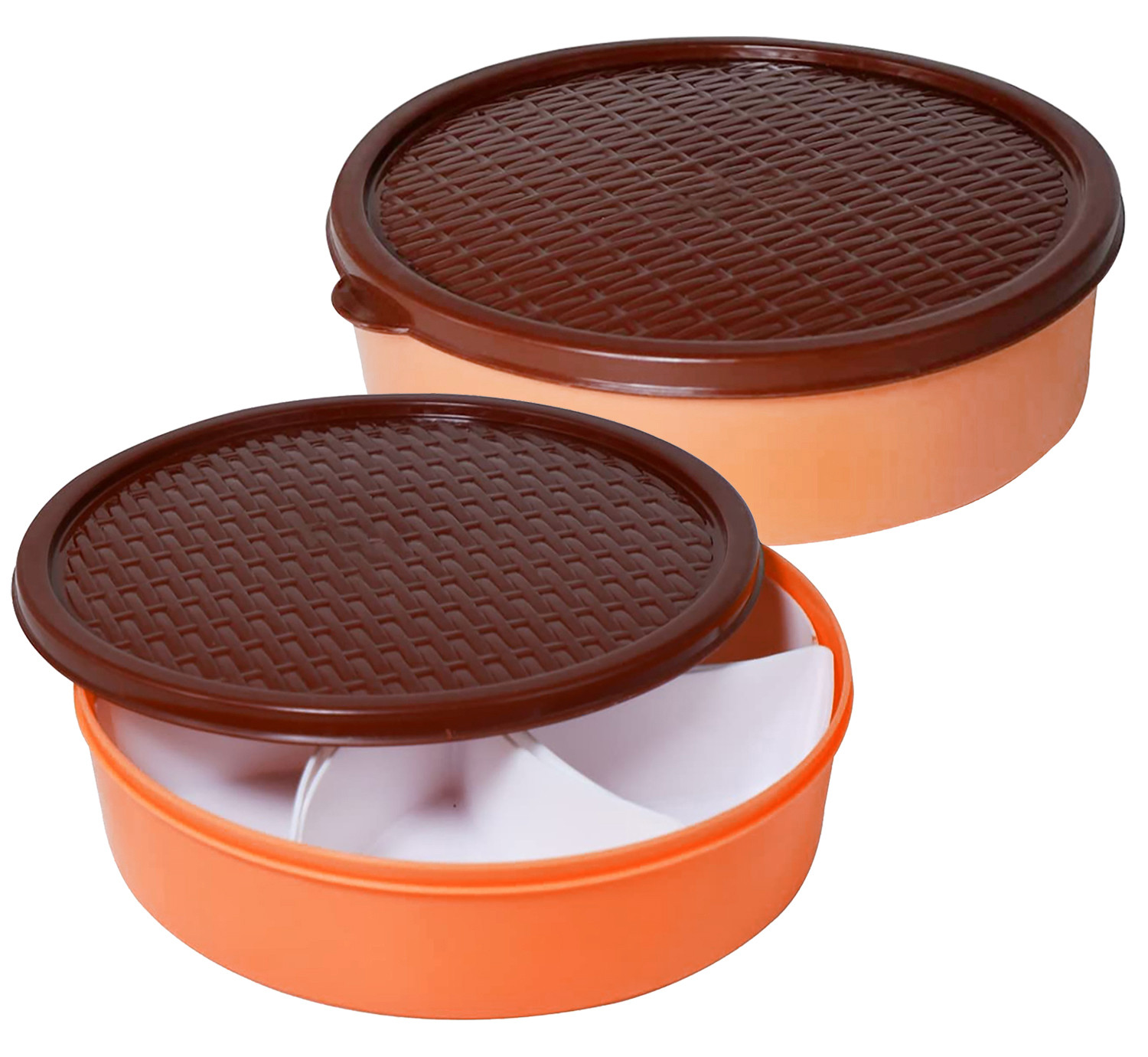 Kuber Industries Medium Plastic Masala Box With 6 Containers & 1 Spoon (Orange)-HS43KUBMART25885