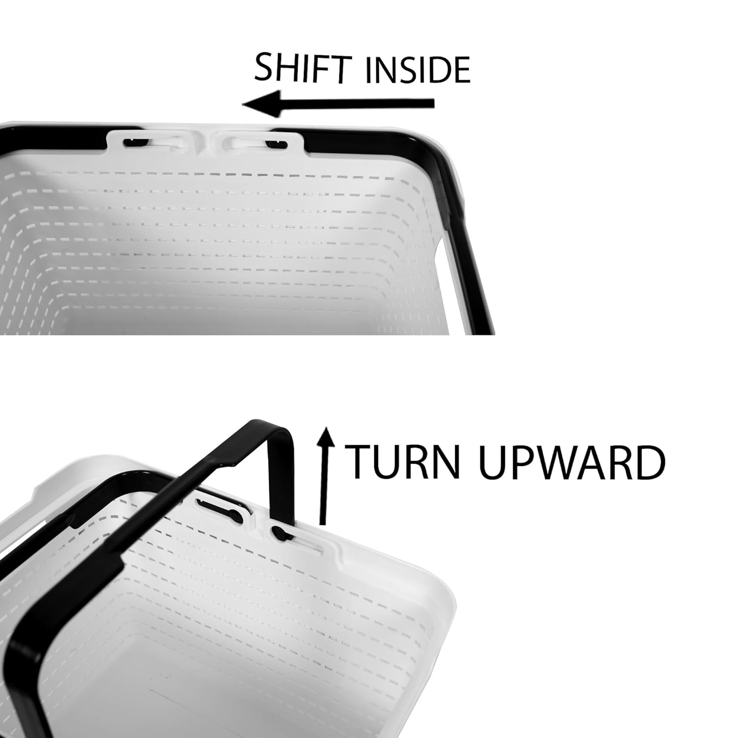 Kuber Industries Medium Plastic Storage Baskets with Foldable Handles  Storage Containers for Fruits  Vegetables  Storage Baskets for Kitchen Books  Stationery Items  White