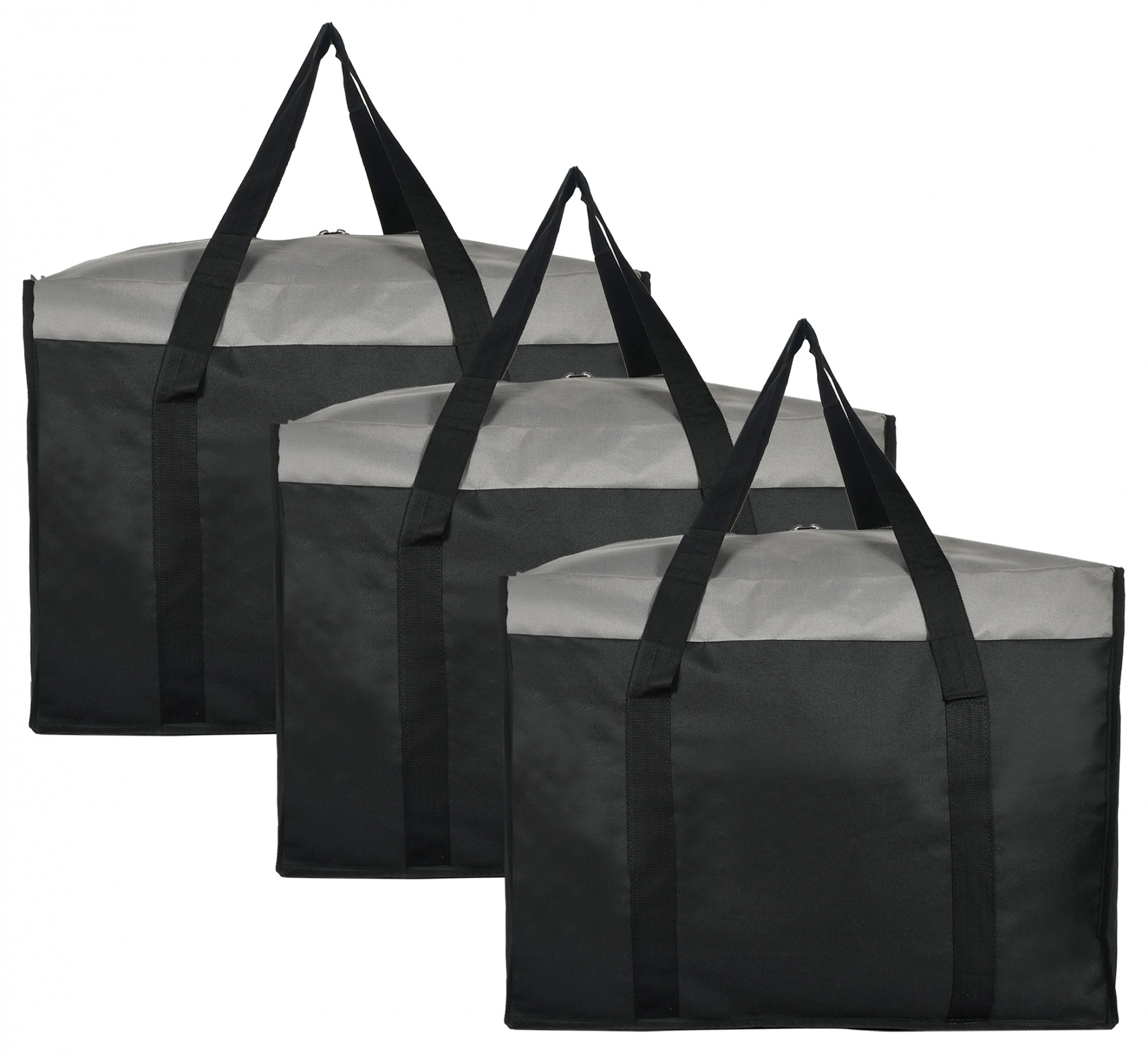 Kuber Industries Medium Size Multi-Purpose Storage Bag/Clothing Storage Organizer/Toy Storage Bag/Stationery Paper Storage Bag with Zipper Closure And Strong Handle (Grey & Black)