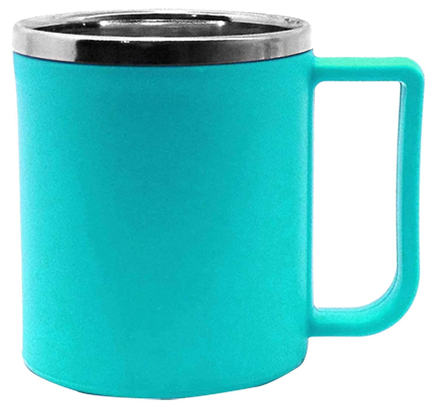 Kuber Industries Medium Size Plastic Steel Cups for Coffee Tea Cocoa, Camping Mugs with Handle, Portable & Easy Clean,(Green)