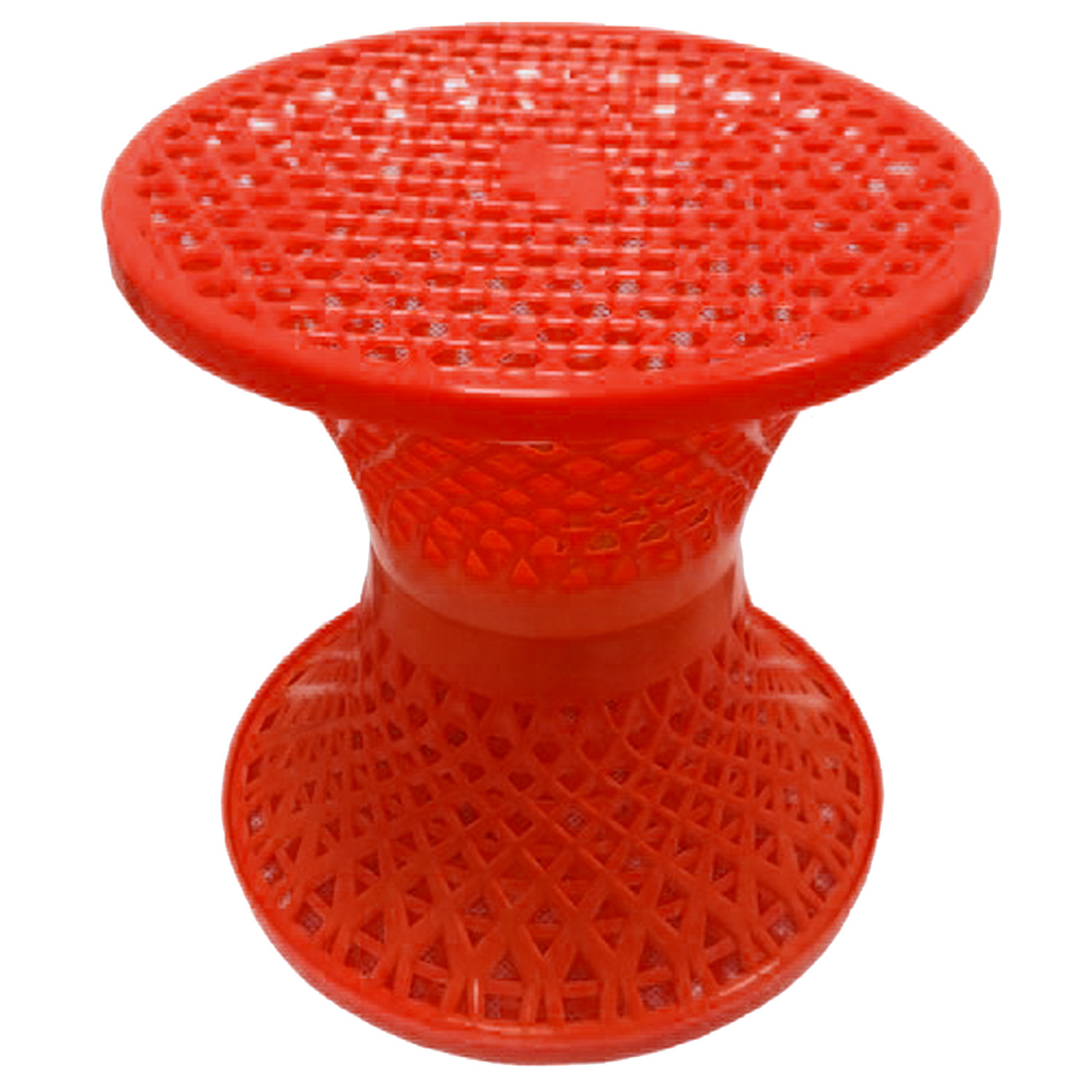 Kuber Industries Mesh Design Both Sided Plastic Sitting Stool, Planter Stand, Sidetable For Living Room, Bed Room, Garden in Damroo Style (Orange)