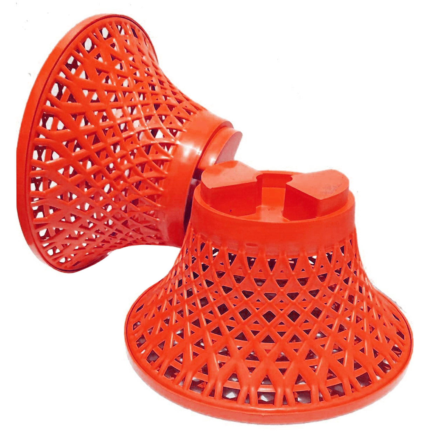 Kuber Industries Mesh Design Both Sided Plastic Sitting Stool, Planter Stand, Sidetable For Living Room, Bed Room, Garden in Damroo Style (Orange)