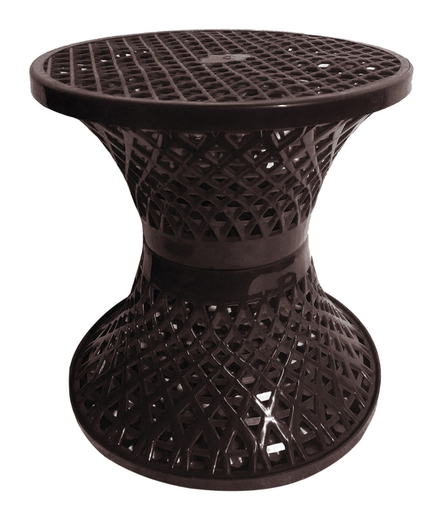 Kuber Industries Mesh Design Both Sided Plastic Sitting Stool, Planter Stand, Sidetable For Living Room, Bed Room, Garden in Damroo Style (Brown)