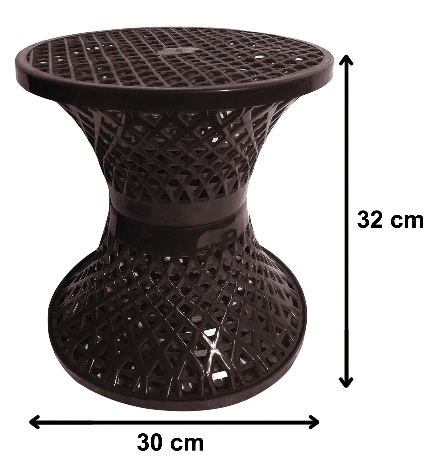 Kuber Industries Mesh Design Both Sided Plastic Sitting Stool, Planter Stand, Sidetable For Living Room, Bed Room, Garden in Damroo Style (Brown)