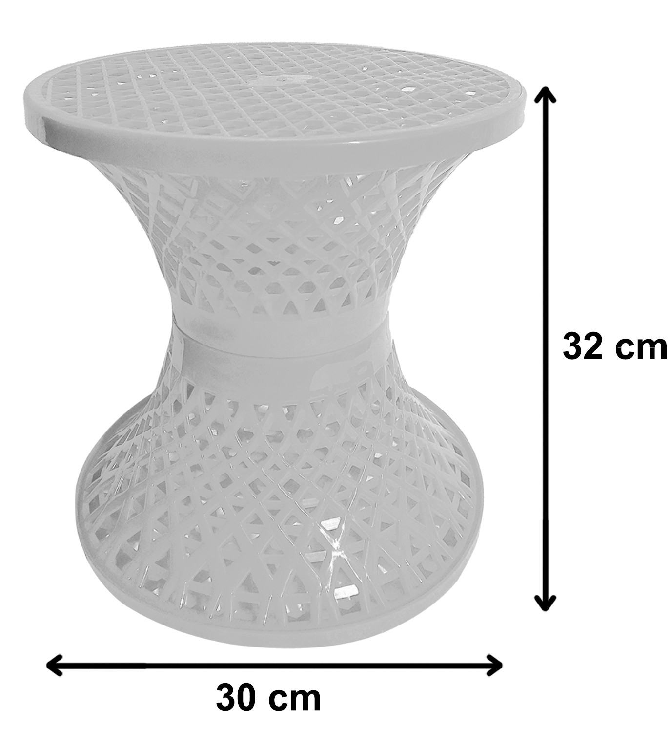 Kuber Industries Mesh Design Both Sided Plastic Sitting Stool, Planter Stand, Sidetable For Living Room, Bed Room, Garden in Damroo Style- Pack of 2 (Brown & White)