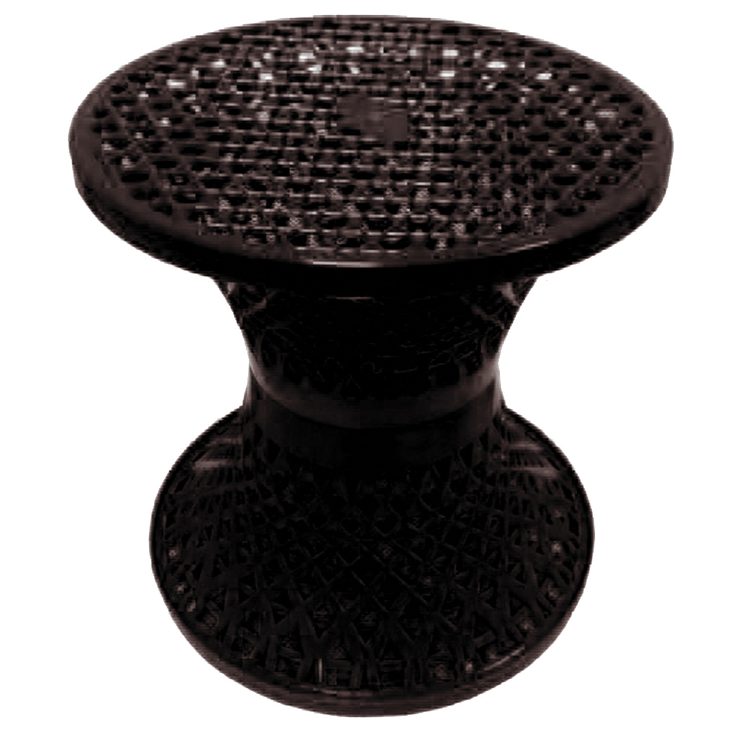 Kuber Industries Mesh Design Both Sided Plastic Sitting Stool, Planter Stand, Sidetable For Living Room, Bed Room, Garden in Damroo Style- Pack of 2 (Brown & White)