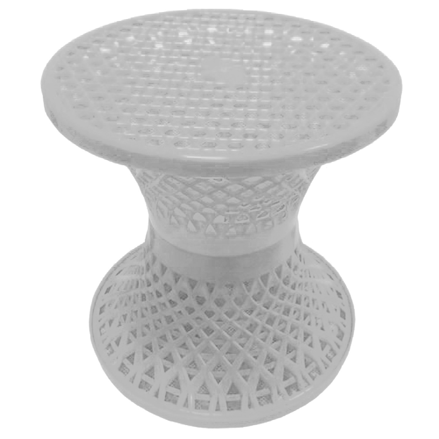 Kuber Industries Mesh Design Both Sided Plastic Sitting Stool, Planter Stand, Sidetable For Living Room, Bed Room, Garden in Damroo Style- Pack of 2 (White & Yellow)