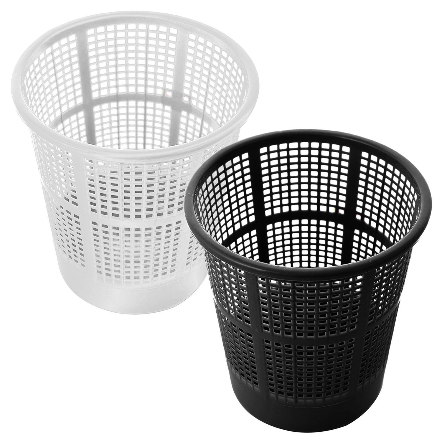 Kuber Industries Mesh Design Plastic Dustbin, Garbage Bin For Home, Kitchen, Office, 5Ltr.- Pack of 2 (Black & White)-47KM0789
