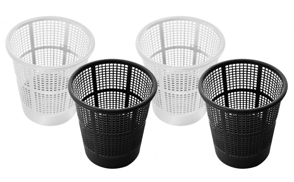 Kuber Industries Mesh Design Plastic Dustbin, Garbage Bin For Home, Kitchen, Office, 5Ltr.- Pack of 4 (Black &amp; White)-47KM0791
