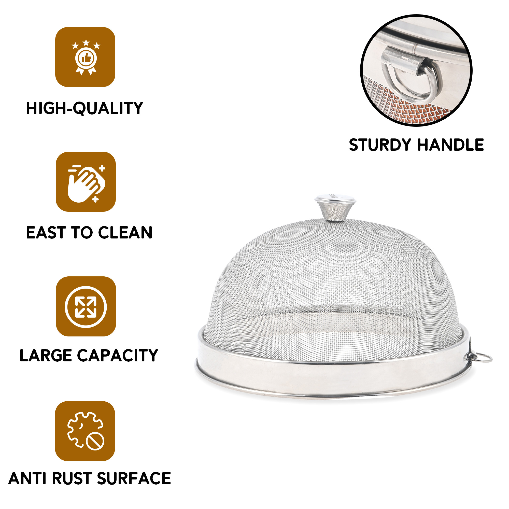 Kuber Industries Mesh Guard Stainless Steel Food Cover Dome  Dish Cover Net Basket for Kitchen  Outdoor Use  Protects Food from Mosquitoes Insects and Flies  Silver