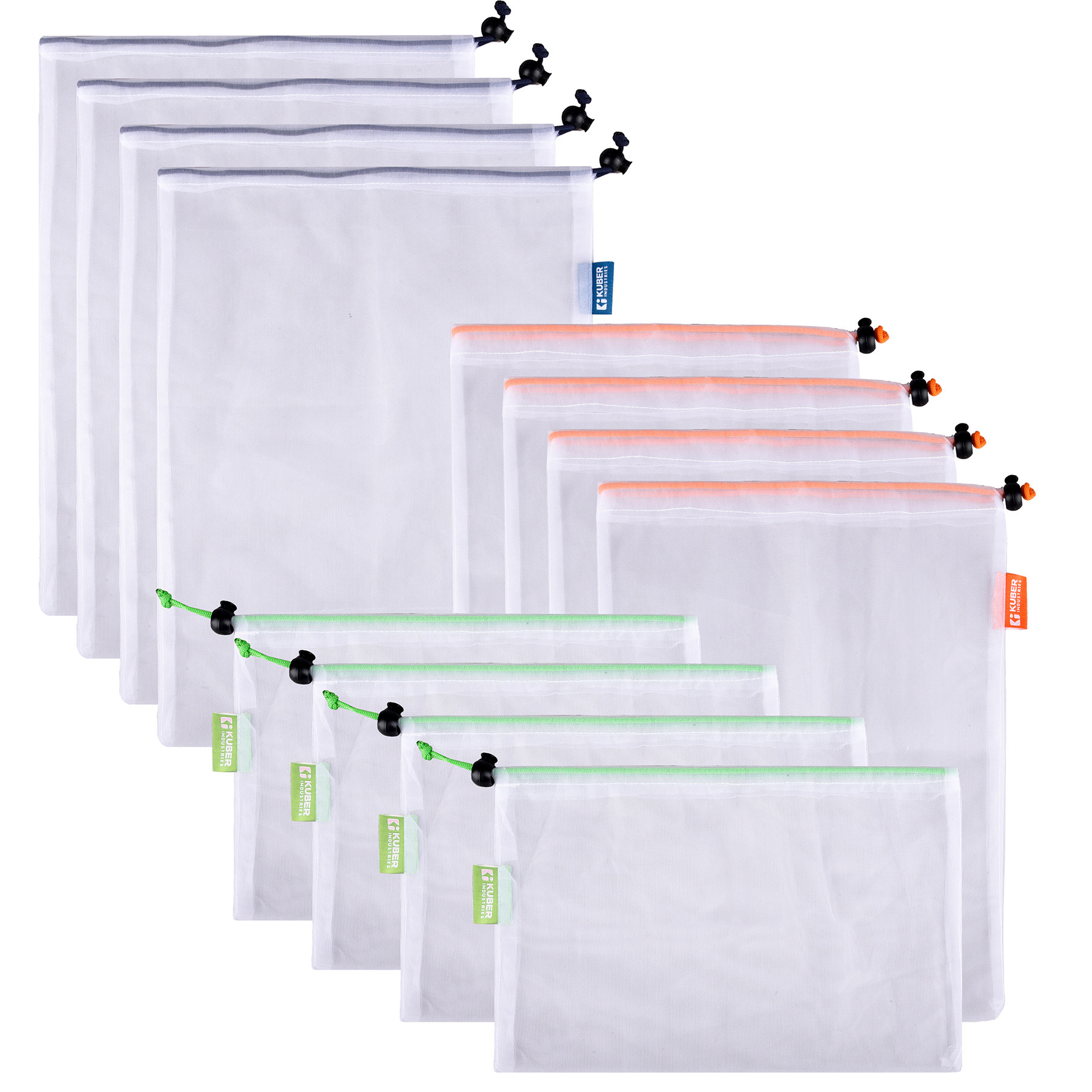 Kuber Industries Mesh Storage Bag | Reusable Mesh Bags | Carry Bags for Fruits-Vegetables-Toys-Groceries |Small-Medium-Large Travel Storage Bags |  White