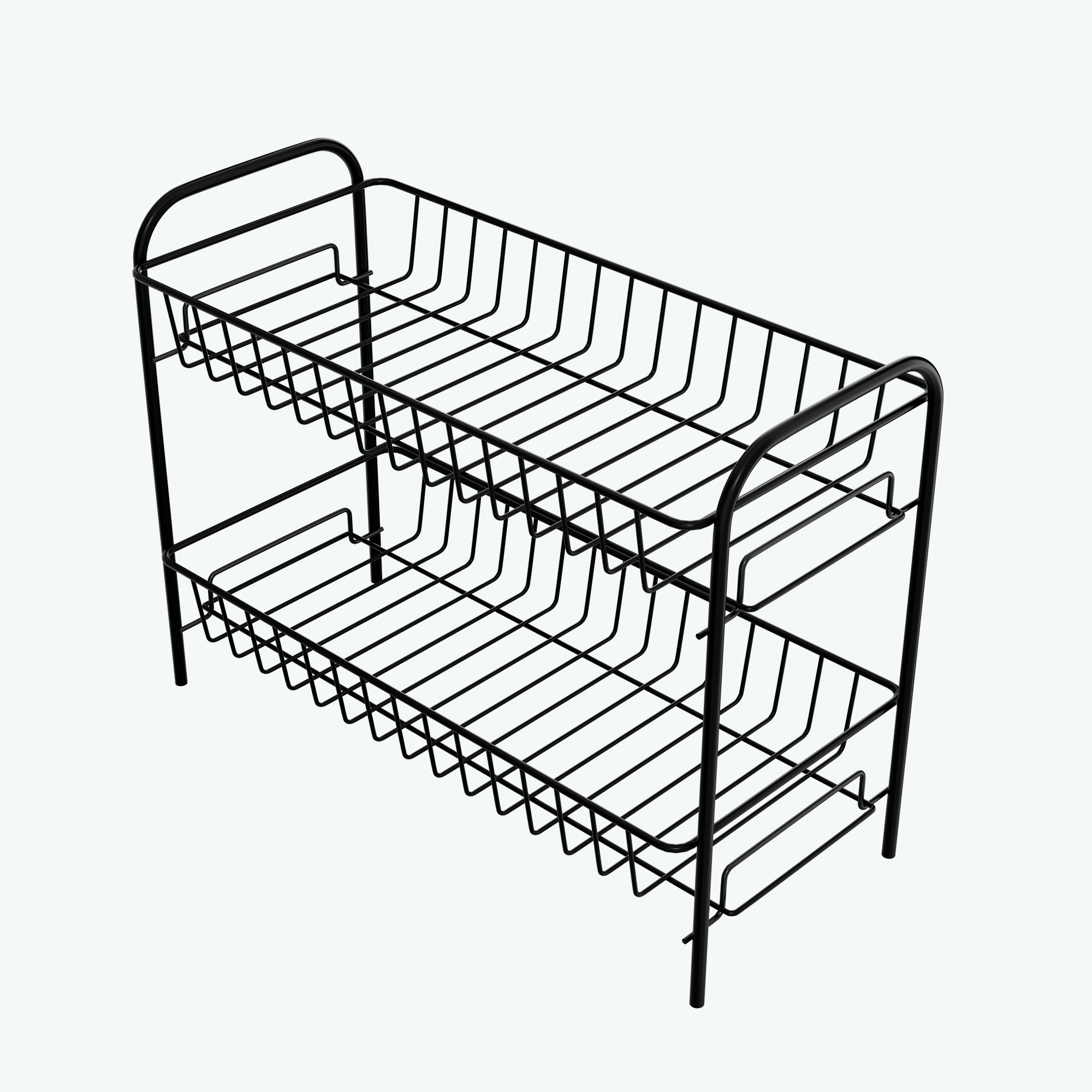 Kuber Industries Metal 2 Layer Kitchen Racks Organizer  Standing Rack for Storing Spices Pantry Storage Bathroom Floor and Cosmetic Items  Multipurpose Organiser Stand - Black