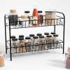 Metal 2 Layer Kitchen Racks Organizer | Standing Rack for Storing Spices, Pantry Storage, Bathroom Floor and Cosmetic Items | Multipurpose Organiser Stand - Black