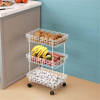 Metal 3-Layer Multipurpose Fruits &amp; Vegetable Stand / Kitchen Trolley with Wheels | Space-Saving Onion Potato Rack for Kitchen Storage | White
