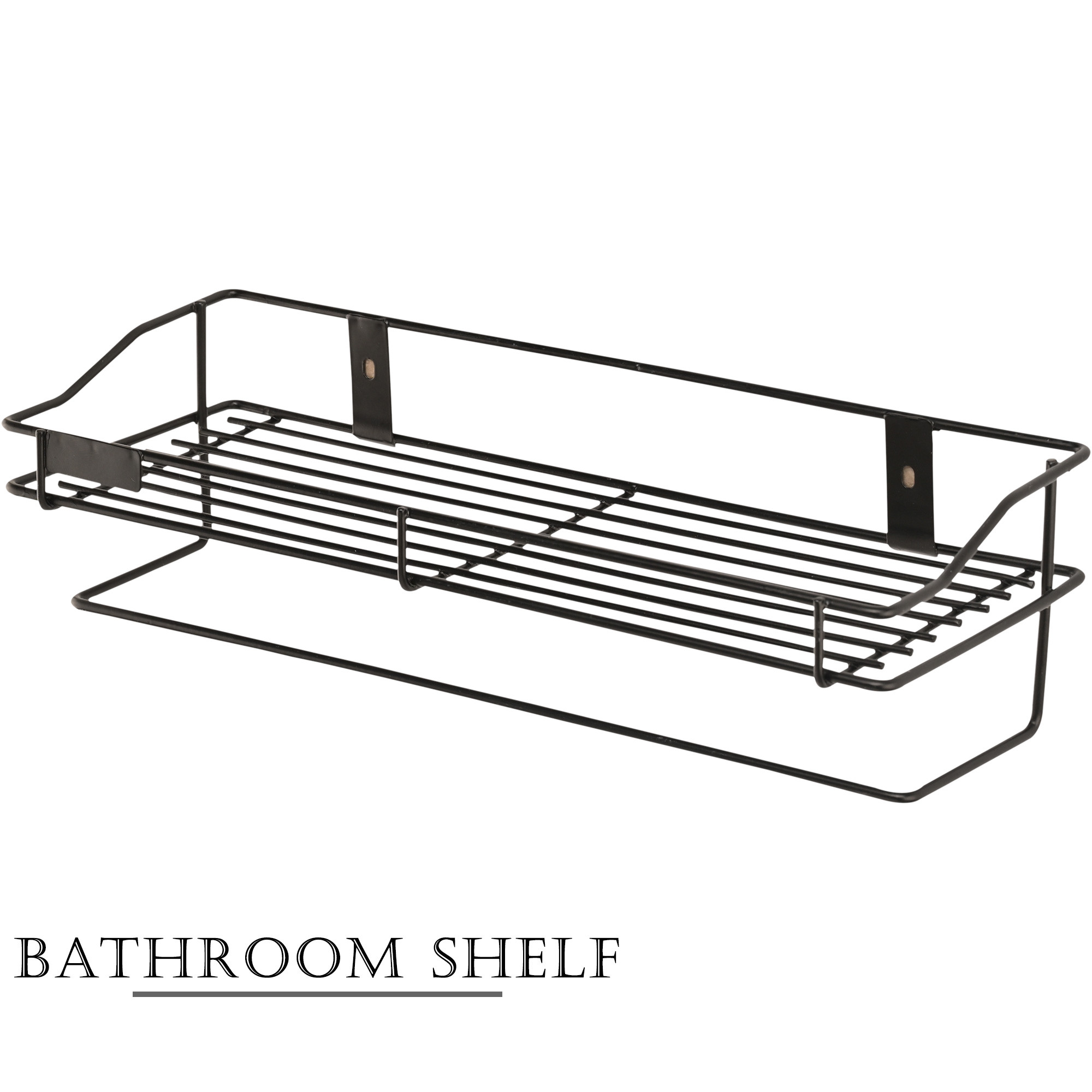 Kuber Industries Metal Bathroom Shelf for Wall - Washroom Organizer Shampoo Holder Stand  14 Inch Kitchen Storage Rack - Black