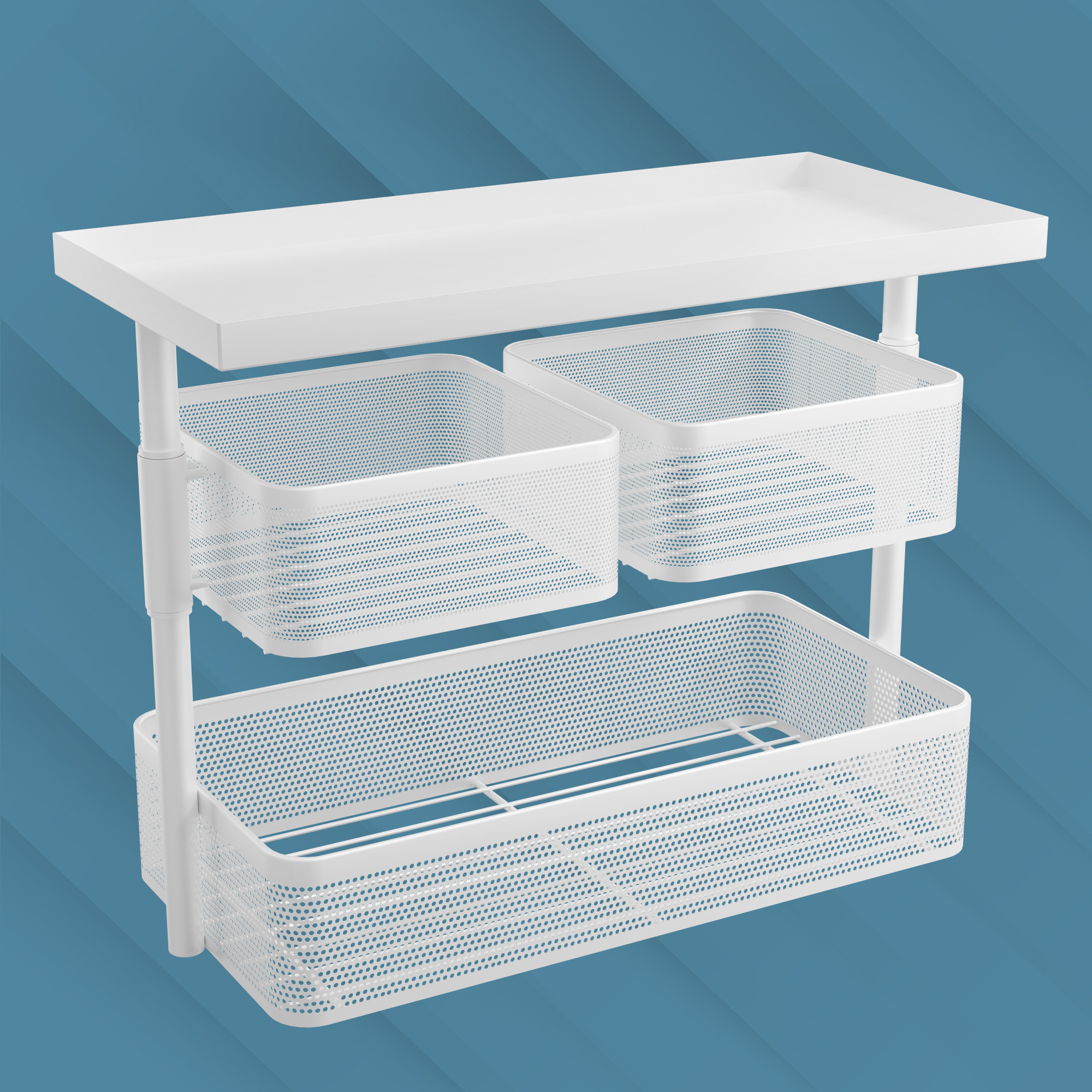 Kuber Industries Metal Kitchen Organizer Rack  3-Tier Kitchen Counter Top and Standing Rack for Storing Spices Pantry Storage  Cosmetic Items  Multi-Purpose Kitchen Stand - White