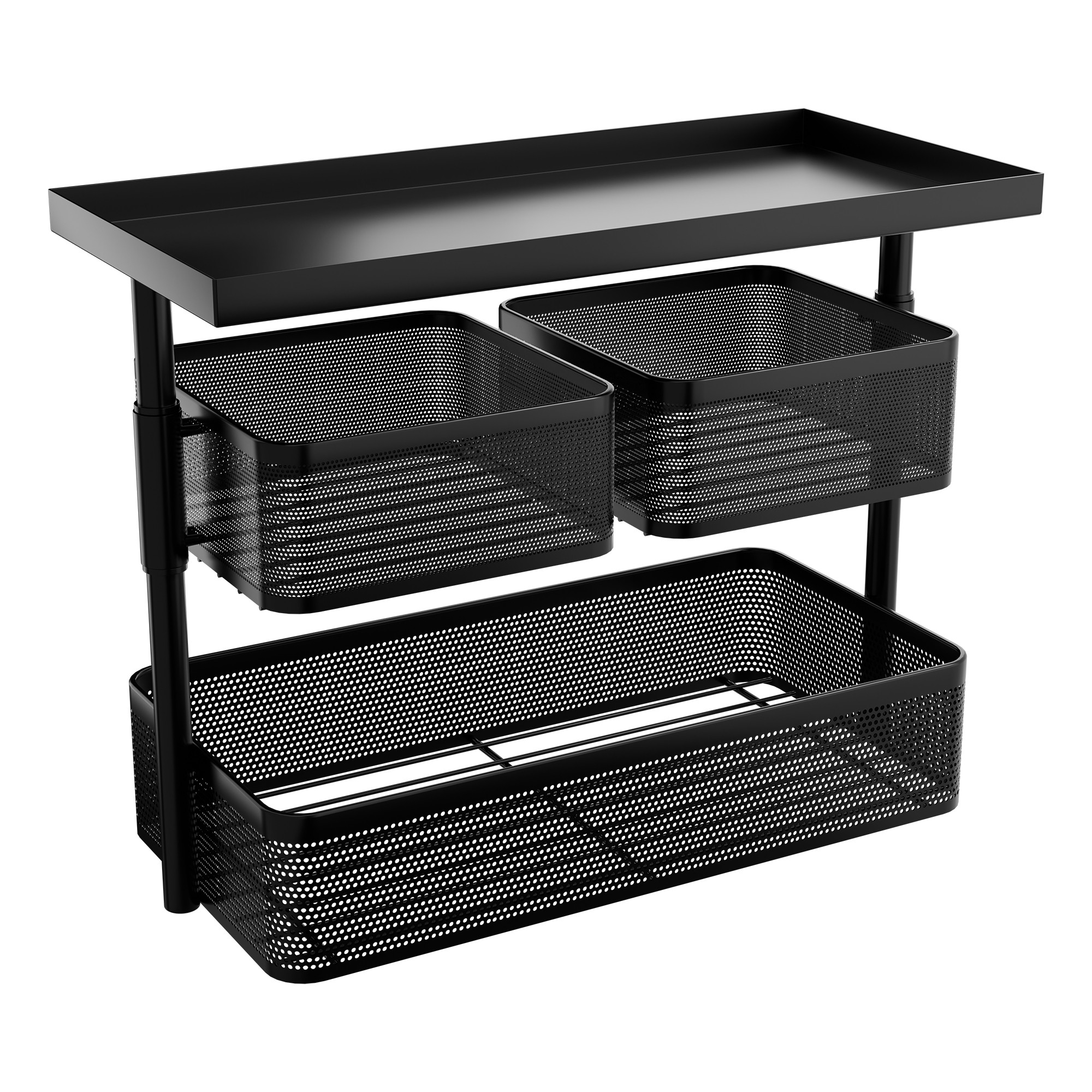 Kuber Industries Metal Kitchen Organizer Rack  3-Tier Kitchen Counter Top and Standing Rack for Storing Spices Pantry Storage  Cosmetic Items  Multi-Purpose Kitchen Stand - Black