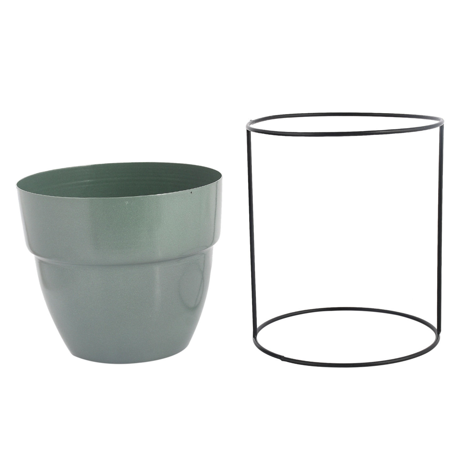 Kuber Industries Metal Planter|Decorative Modern Indoor Desk Pot|Iron Table Stand Flower Planter Pot For Home Décor,8.5 Inches,(Green)