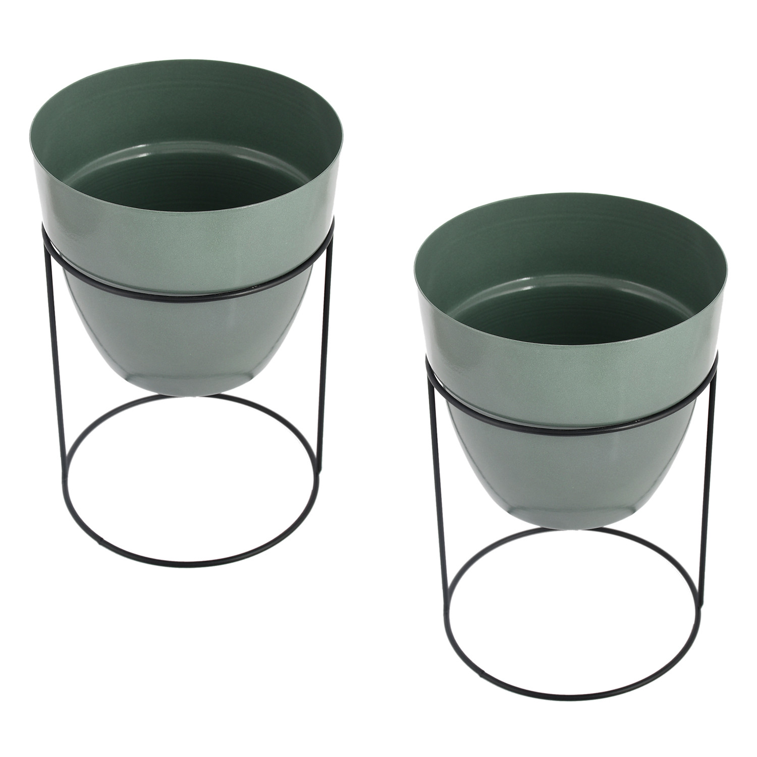 Kuber Industries Metal Planter|Decorative Modern Indoor Desk Pot|Iron Table Stand Flower Planter Pot For Home Décor,8.5 Inches,(Green)