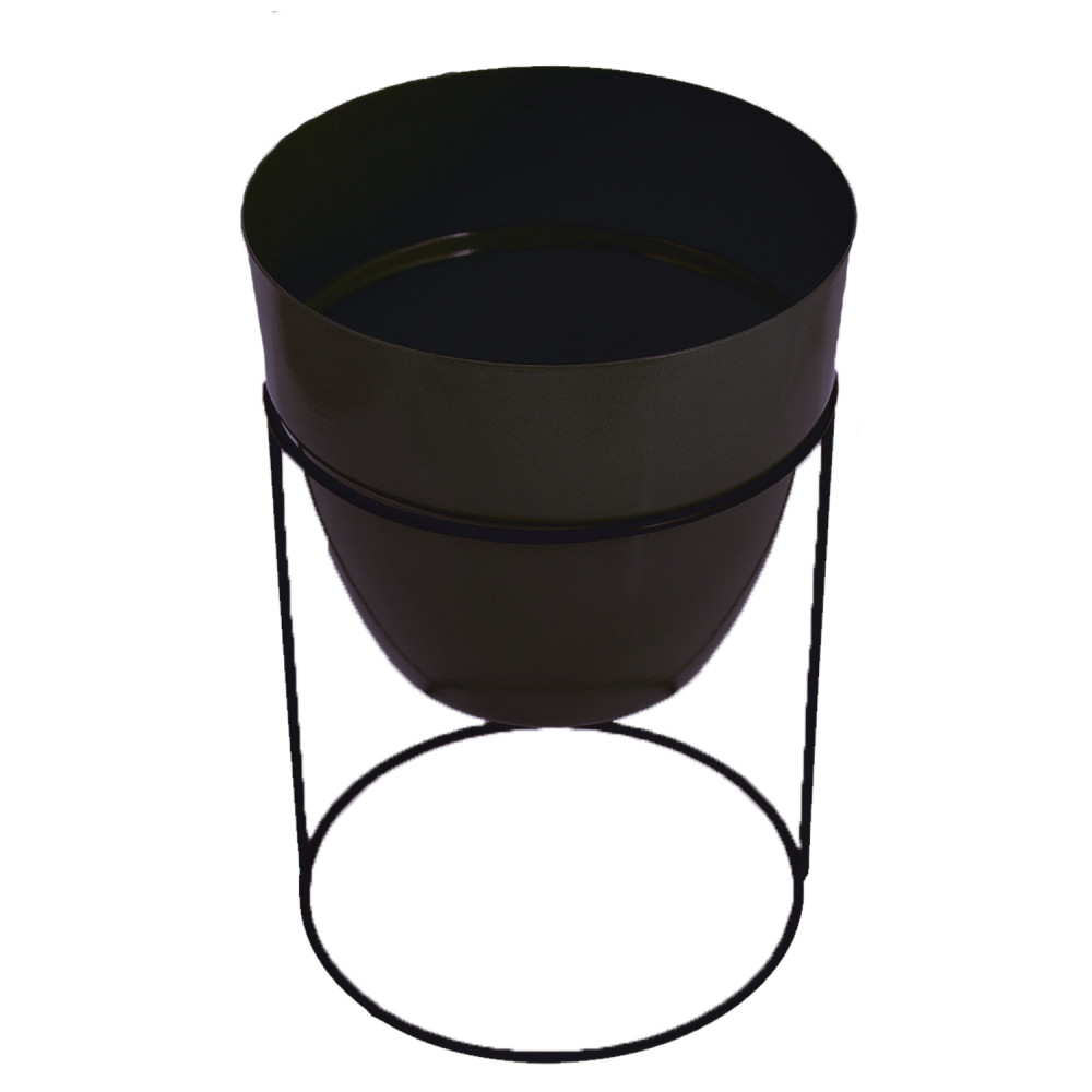 Kuber Industries Metal Planter|Decorative Modern Indoor Desk Pot|Iron Table Stand Flower Planter Pot For Home Décor,8.5 Inches,(Black)
