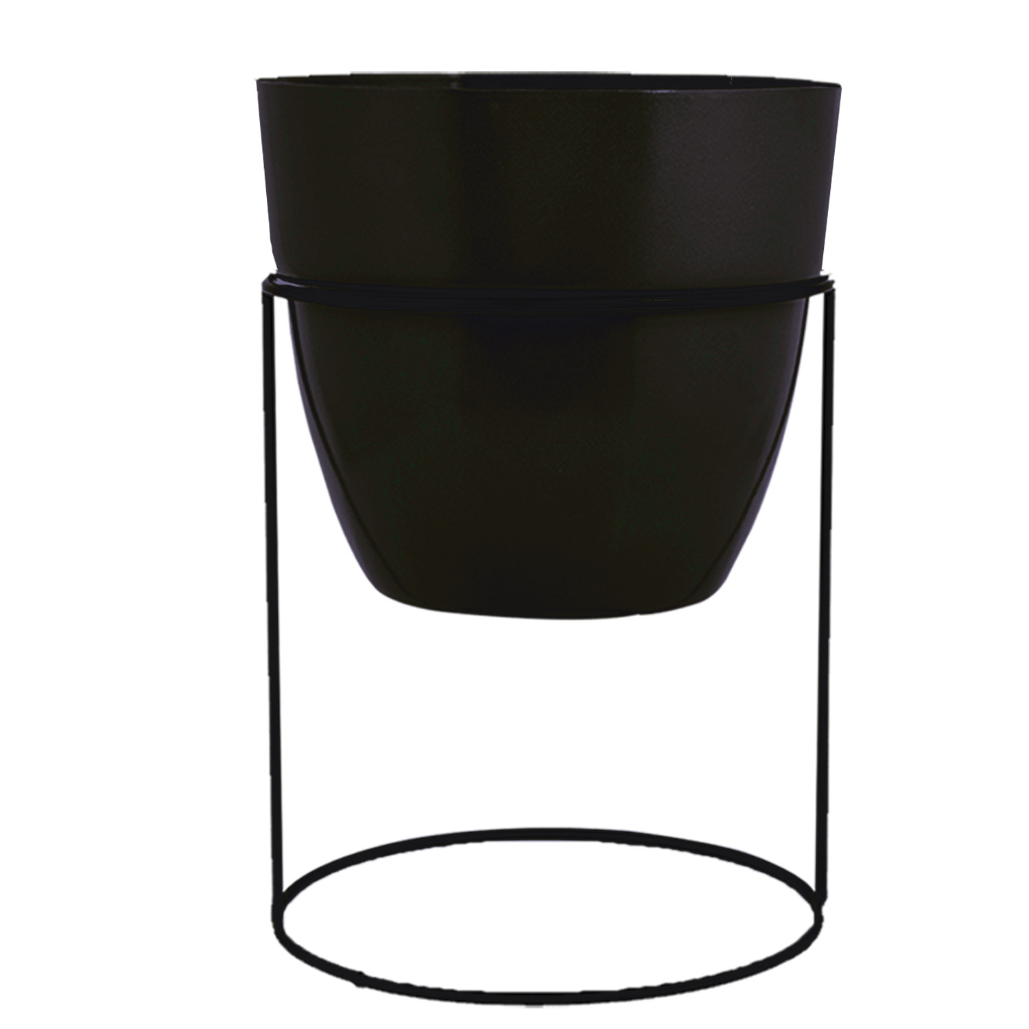 Kuber Industries Metal Planter|Decorative Modern Indoor Desk Pot|Iron Table Stand Flower Planter Pot For Home Décor,8.5 Inches,(Black)