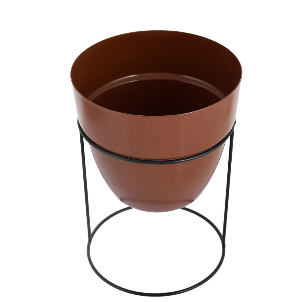 Kuber Industries Metal Planter|Decorative Modern Indoor Desk Pot|Iron Table Stand Flower Planter Pot For Home Décor,8.5 Inches,(Terracotta)