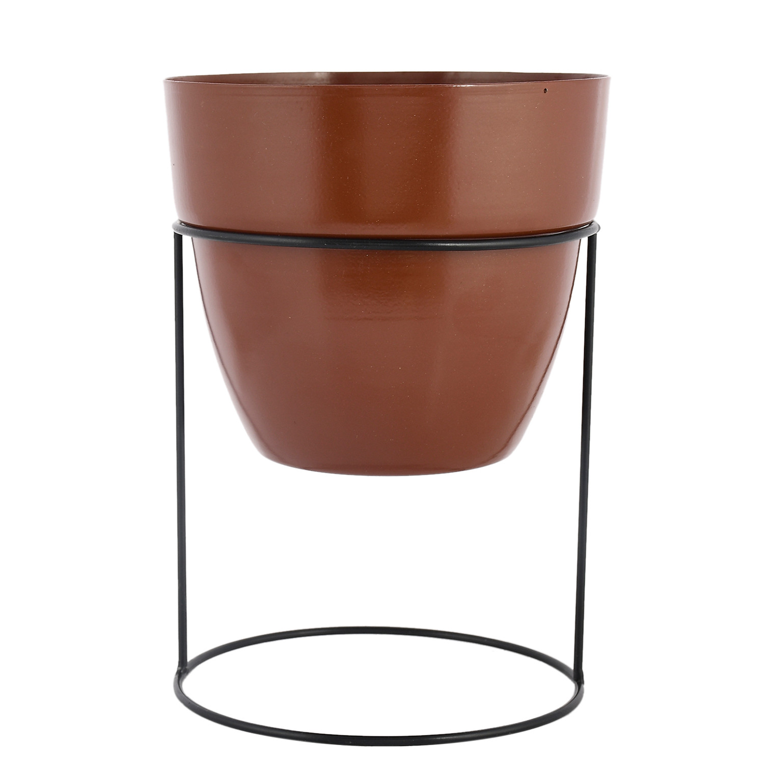 Kuber Industries Metal Planter|Decorative Modern Indoor Desk Pot|Iron Table Stand Flower Planter Pot For Home Décor,8.5 Inches,(Terracotta)