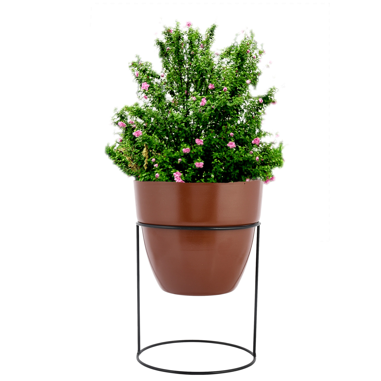 Kuber Industries Metal Planter|Decorative Modern Indoor Desk Pot|Iron Table Stand Flower Planter Pot For Home Décor,8.5 Inches,(Terracotta)