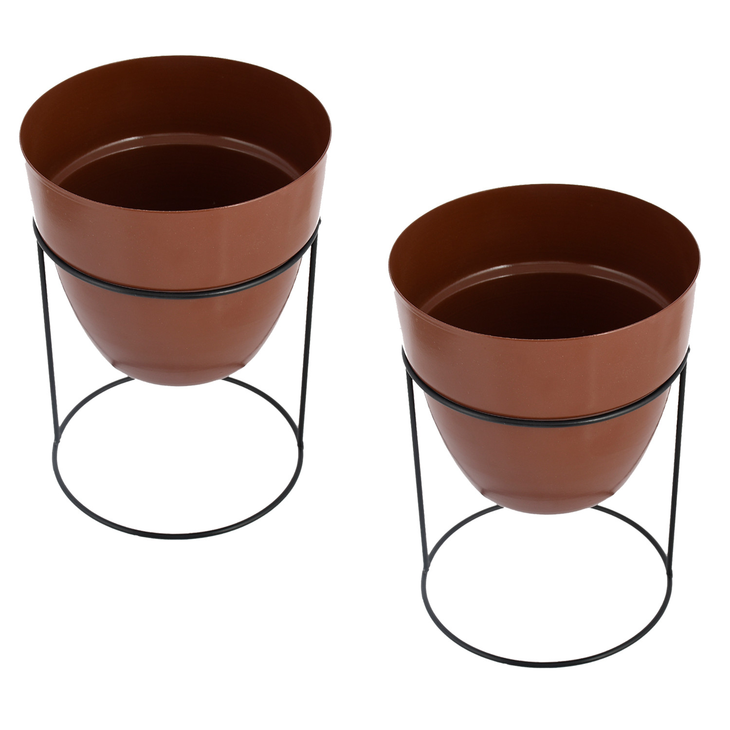Kuber Industries Metal Planter|Decorative Modern Indoor Desk Pot|Iron Table Stand Flower Planter Pot For Home Décor,8.5 Inches,(Terracotta)