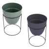 Kuber Industries Metal Planter|Decorative Modern Indoor Desk Pot|Iron Table Stand Flower Planter Pot For Home Décor,8.5 Inches,Pack of 2 (Green &amp; Gray)